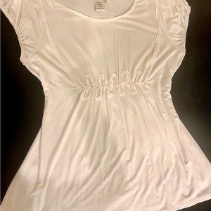 Max Studio White Darted Tee, Size XL, Excellent Condition!